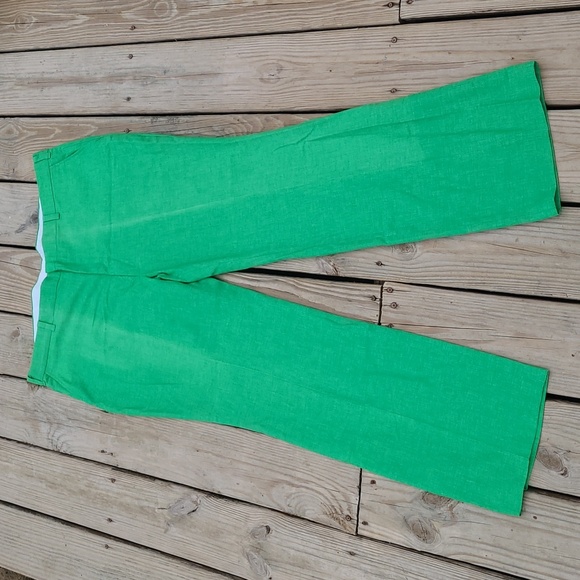 Vintage 60s 70s Bright Grass Green Full Length Fitted Pants No Size Tag - Picture 4 of 17